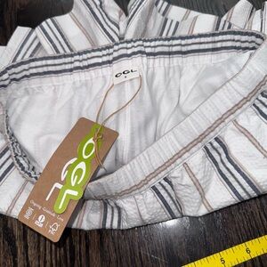 OGL White and Blue Striped shorts lined elastic waist side pockets small